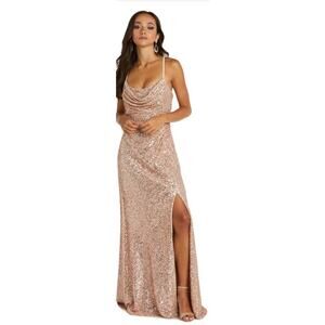 Morgan & Co Nina Sequin Gown sz 9 in Gold Prom Formal homecoming